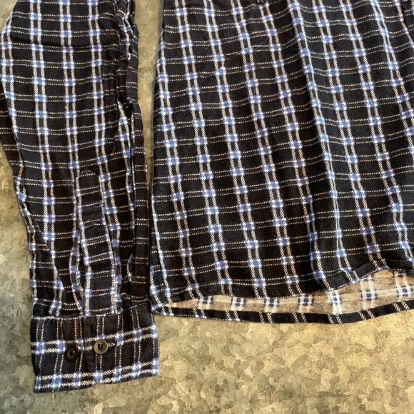 Vintage 90s Y2K Rustic Outfitter Plaid Flannel Button Up Shirt Blue Womens Large - Picture 4 of 11